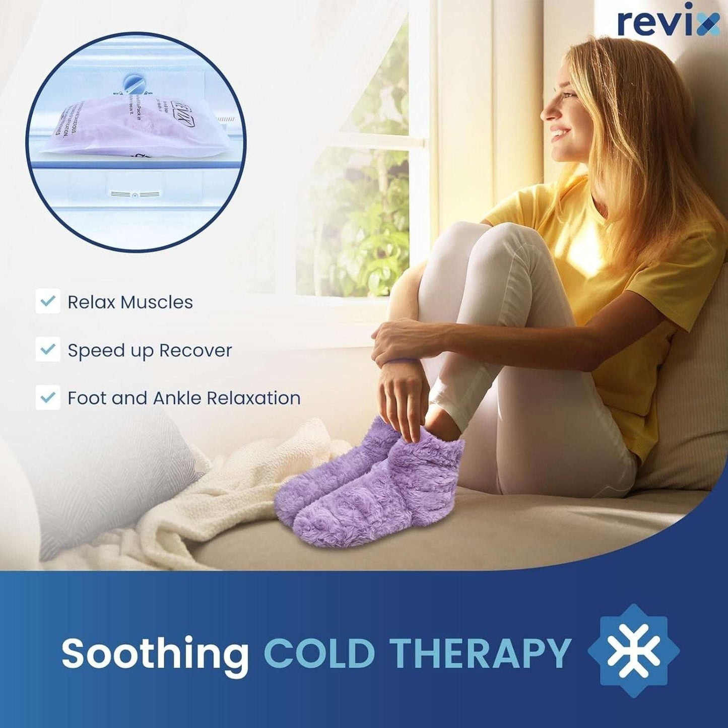 REVIX Microwavable & Freezable Booties Feet Ankle Warmers Hot/Cold Socks