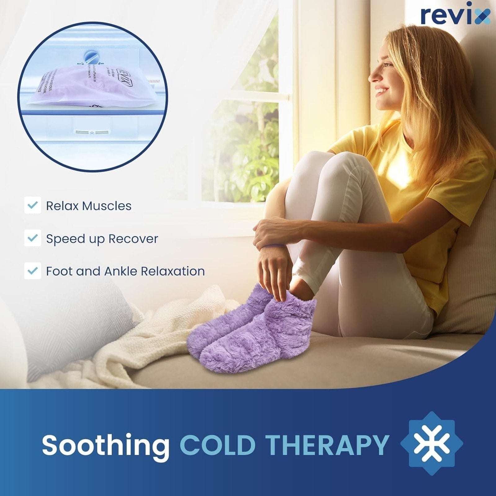 REVIX Microwavable & Freezable Booties Feet Ankle Warmers Hot/Cold Socks