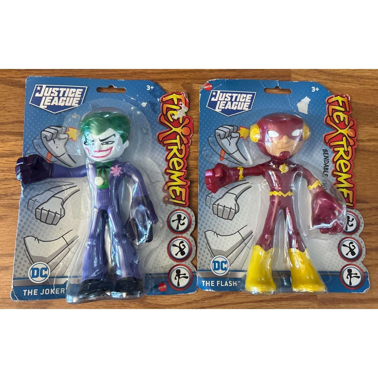 2PC JUSTICE LEAGUE FLEXTREME BENDABLE/POSABLE Joker & The Flash 7" FIGURE Lot