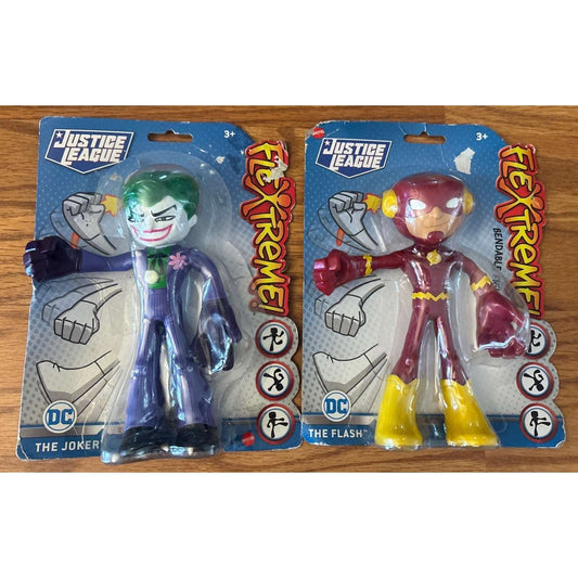 2PC JUSTICE LEAGUE FLEXTREME BENDABLE/POSABLE Joker & The Flash 7" FIGURE Lot
