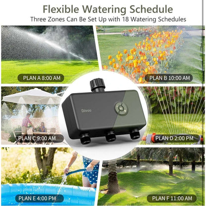 Diivoo WiFi Sprinkler Timer 3 Zone, Smart Water Hose Timer Comp w/ Alexa, Google
