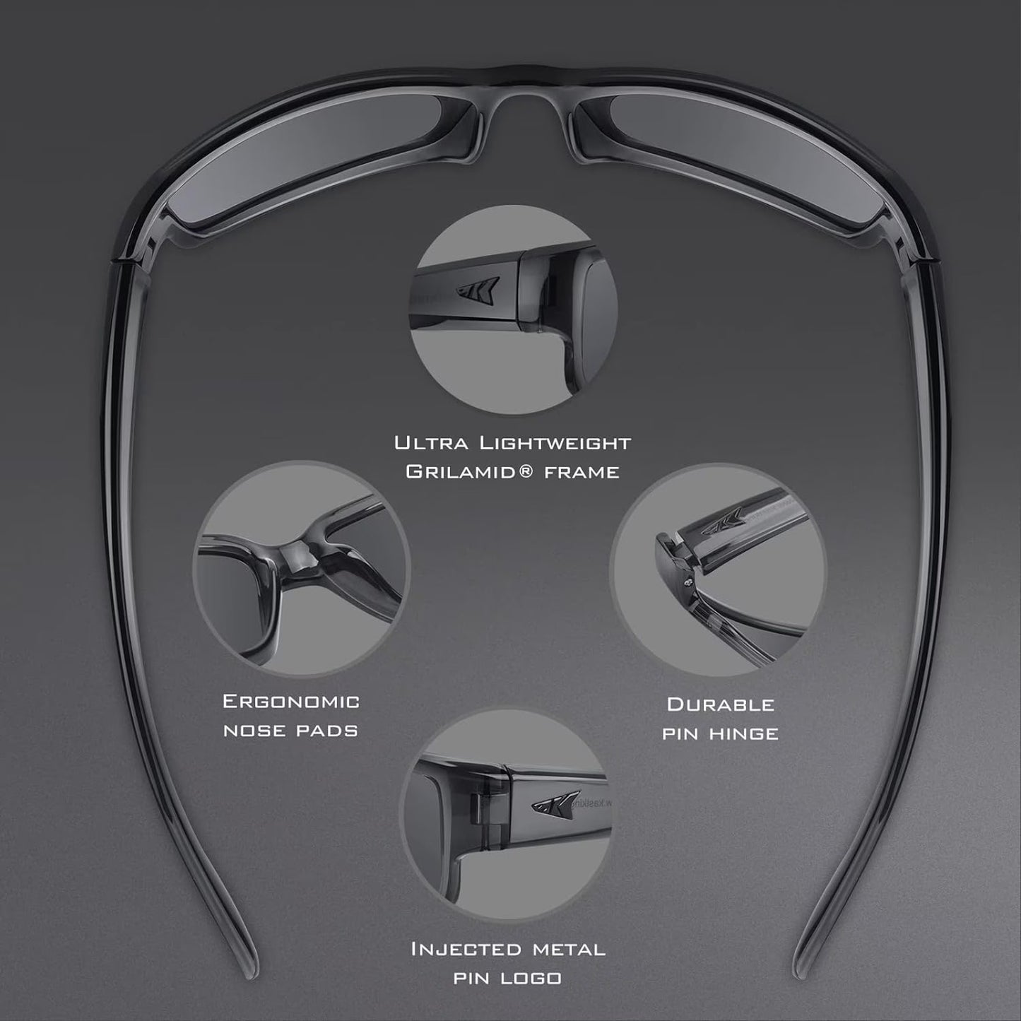 Kastking Skidaway Matte Blackout Polarized Smoke Lens Sunglasses KSGPLNSK-MBS-C