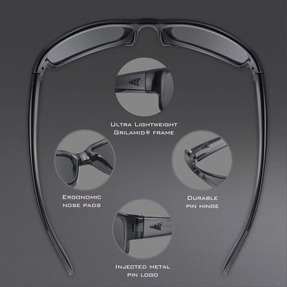 Kastking Skidaway Matte Blackout Polarized Smoke Lens Sunglasses KSGPLNSK-MBS-C