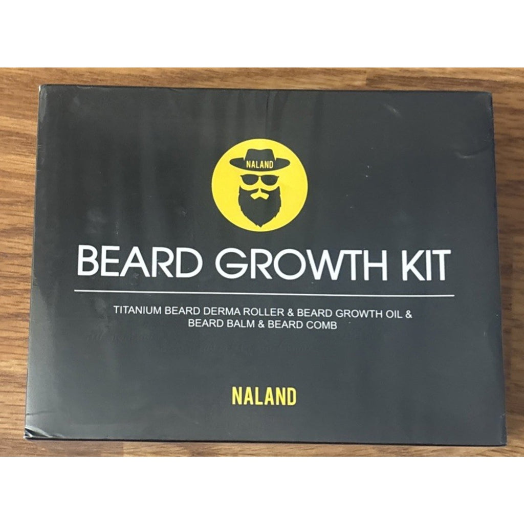 Naland Beard Growth Kit - Growth Oil (2oz), Beard Balm, Beard Comb & Massager