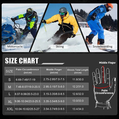 MCTi Waterproof Mens Ski Gloves Winter Warm 3M Thinsulate Snowboard Large Black
