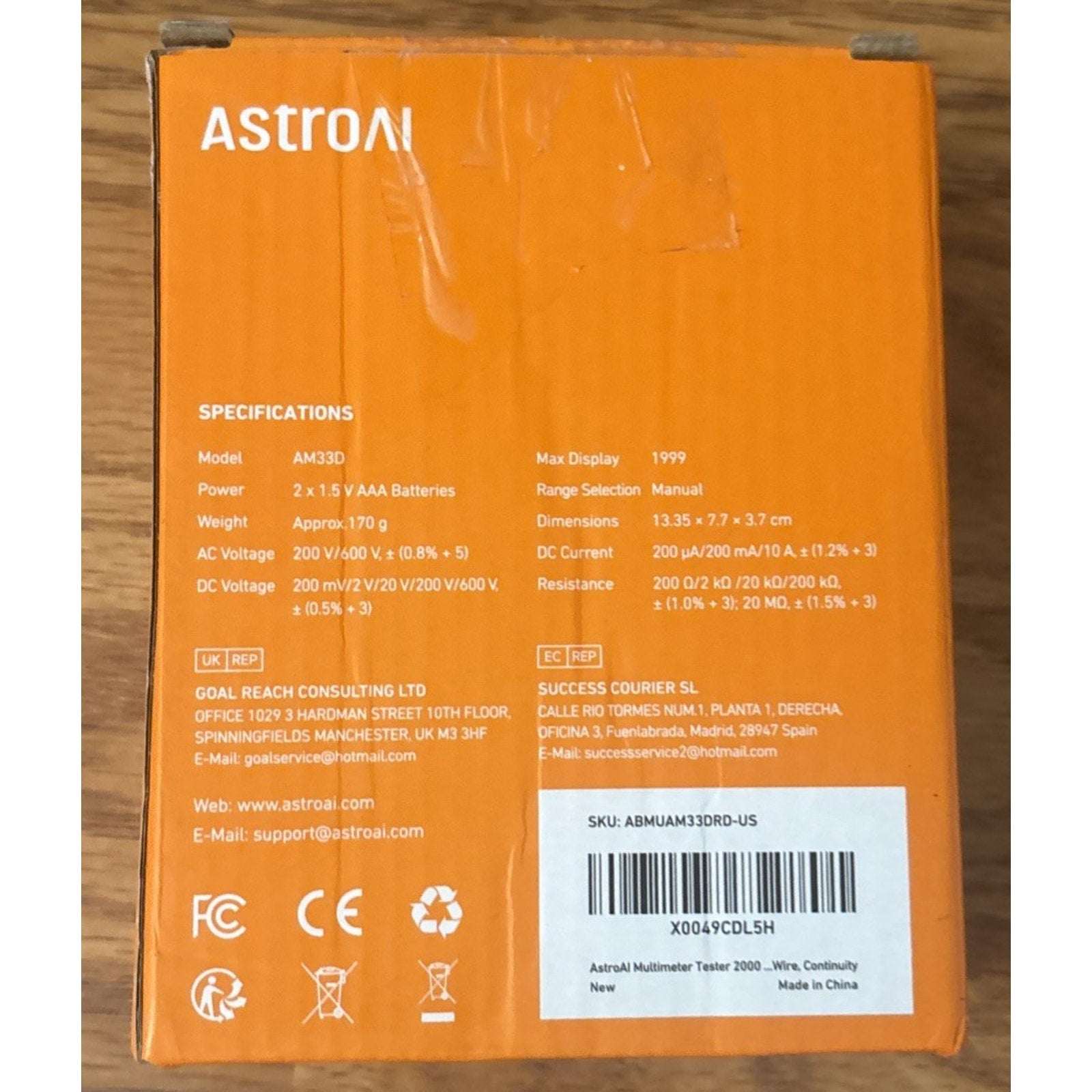 AstroAi Digital Multimeter Tester 2000 Counts DC AC Voltmeter & Ohm Volt Amp Met