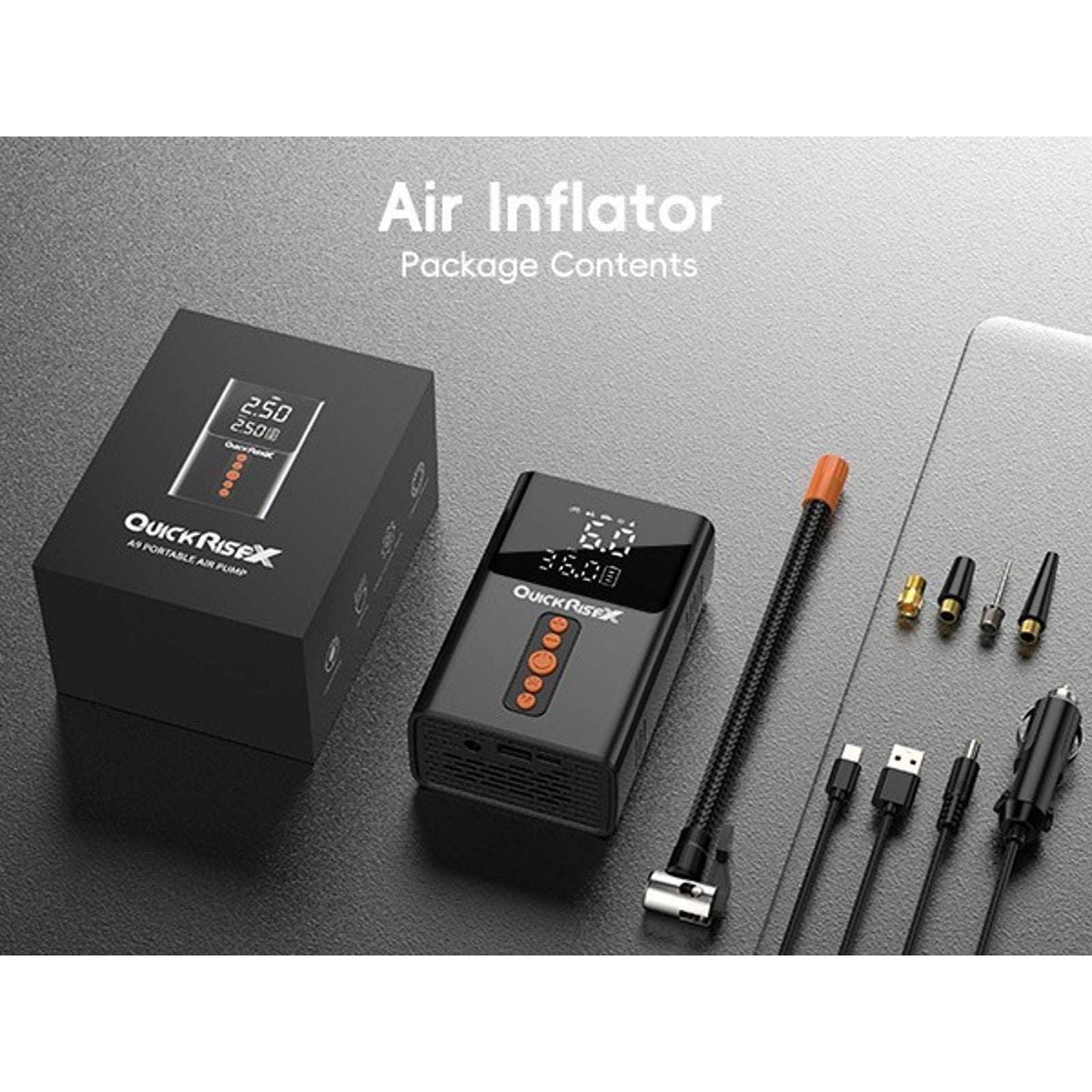 160 PSI Portable Air Inflator Rechargeable Tire Inflator w Digital Gauge & Light
