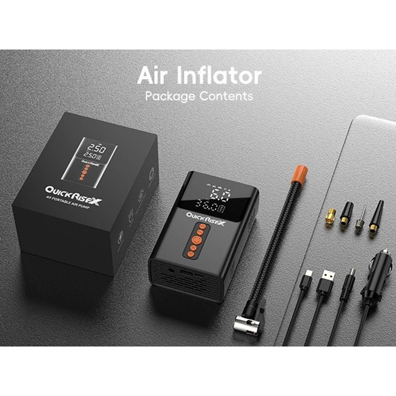 160 PSI Portable Air Inflator Rechargeable Tire Inflator w Digital Gauge & Light