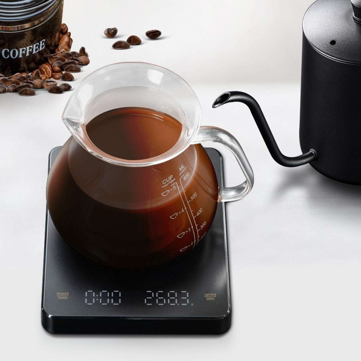 Digital Coffee Scale w/ Timer LED Display High Precision Rechargeable Portable
