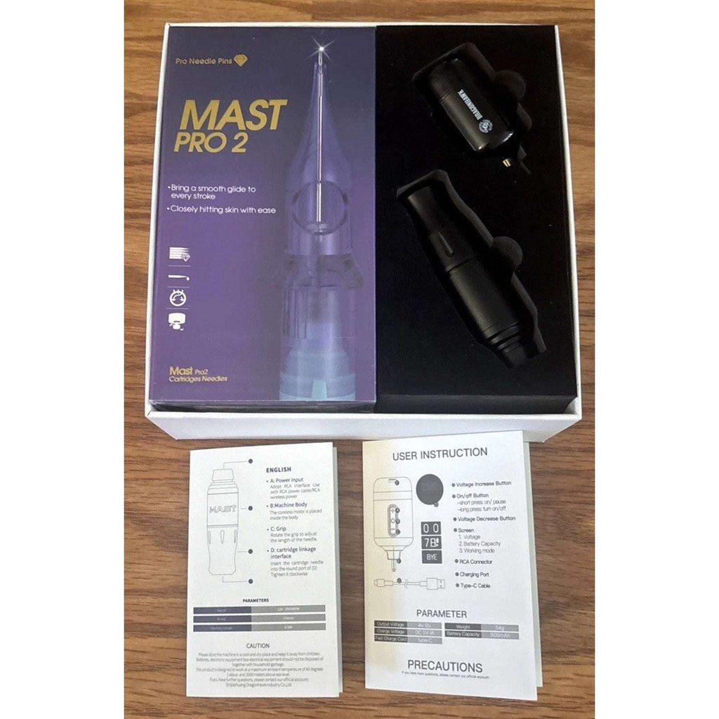 Mast Pro2 Tour DRAGONHAWK Wireless Tattoo Pen Machine Kit 3.5mm Stroke 10000RPM