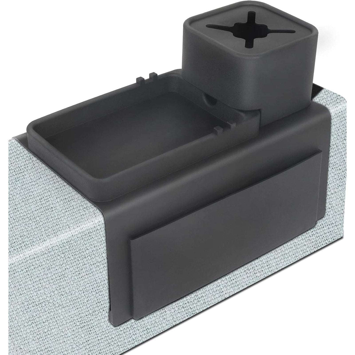 Silicone Couch Armrest Organizer Cup Holder Non-Slip Sofa Remote Phone Tray Black