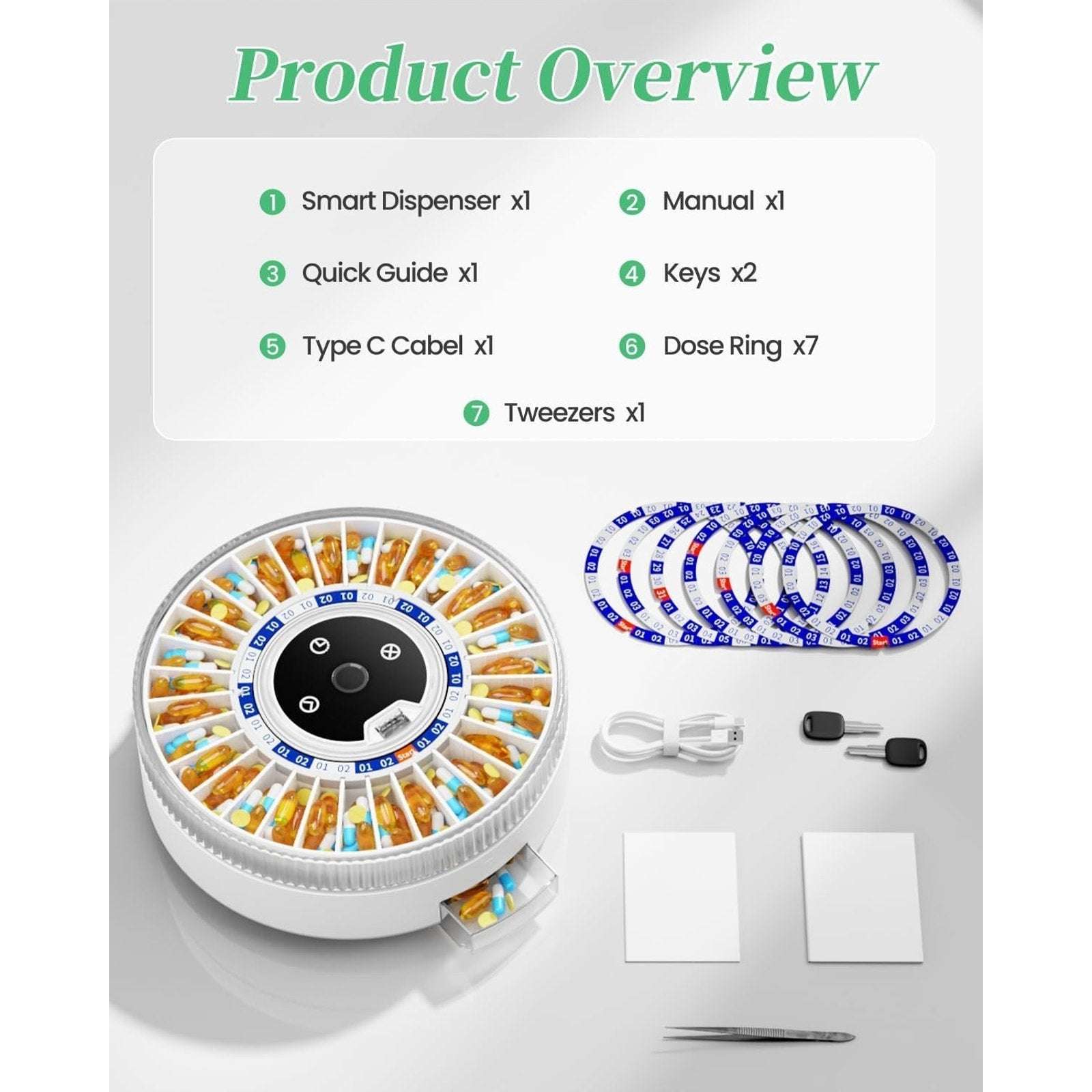 2025 Bluetooth Smart Pill Dispenser 31-Slots, Fingerprint & Mechanical Dual Lock