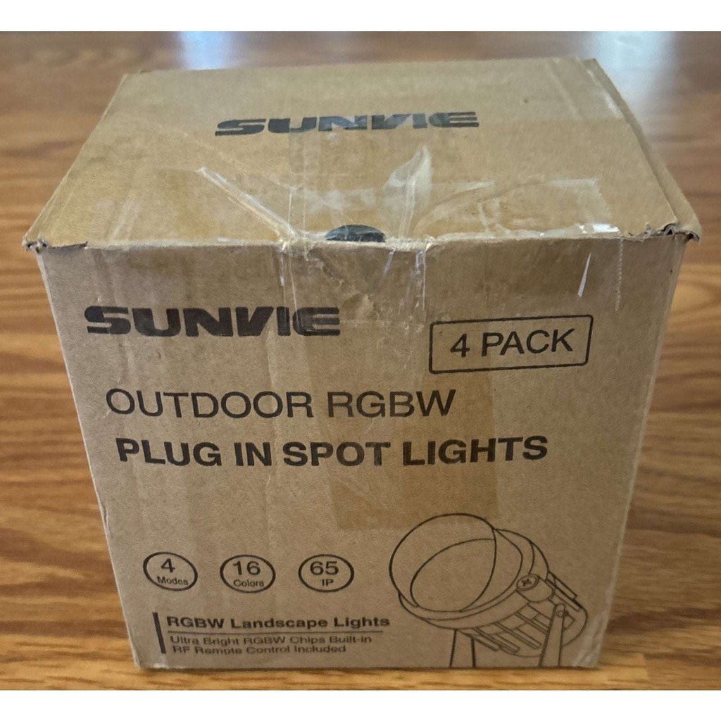 SUNVIE 4 Pack RGBW 12W Outdoor Waterproof Landscape Spotlights Plug-In w/ Remote