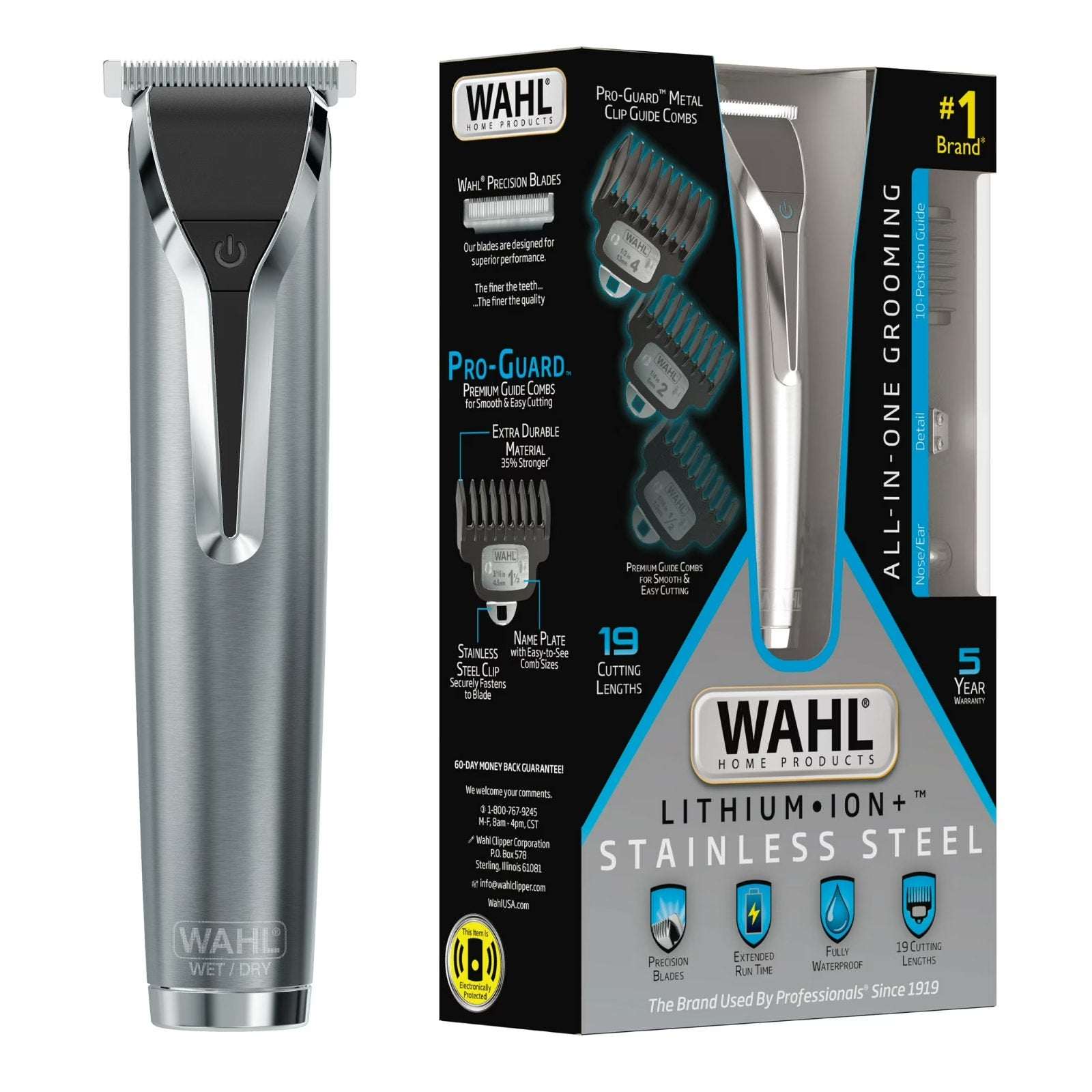 Wahl Lithium-Ion Stainless Steel All In One Waterproof Grooming Trimmer Cordless