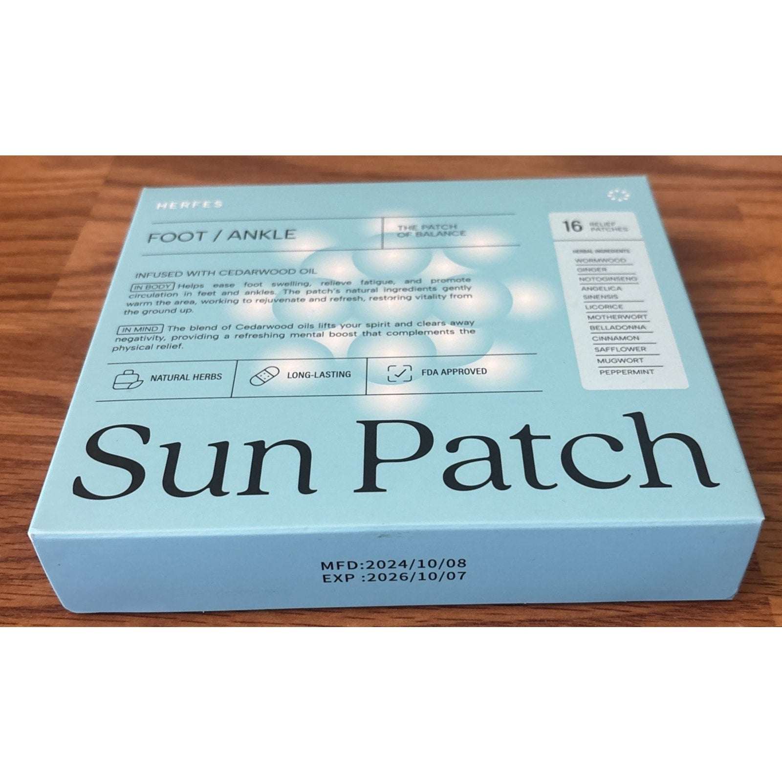 Herfes Foot Ankle Sun Patch 16 Patches The Patch of Balance Swelling Circulation