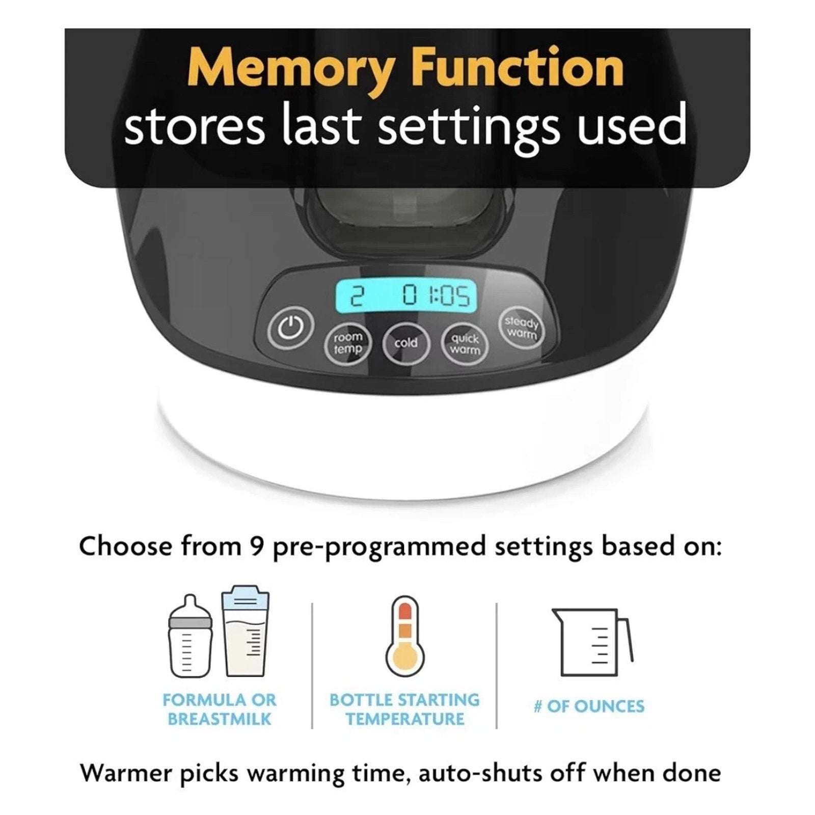 Baby Brezza Bottle/Formula & Breast Milk Warmer Electric Fast & Precise w Memory