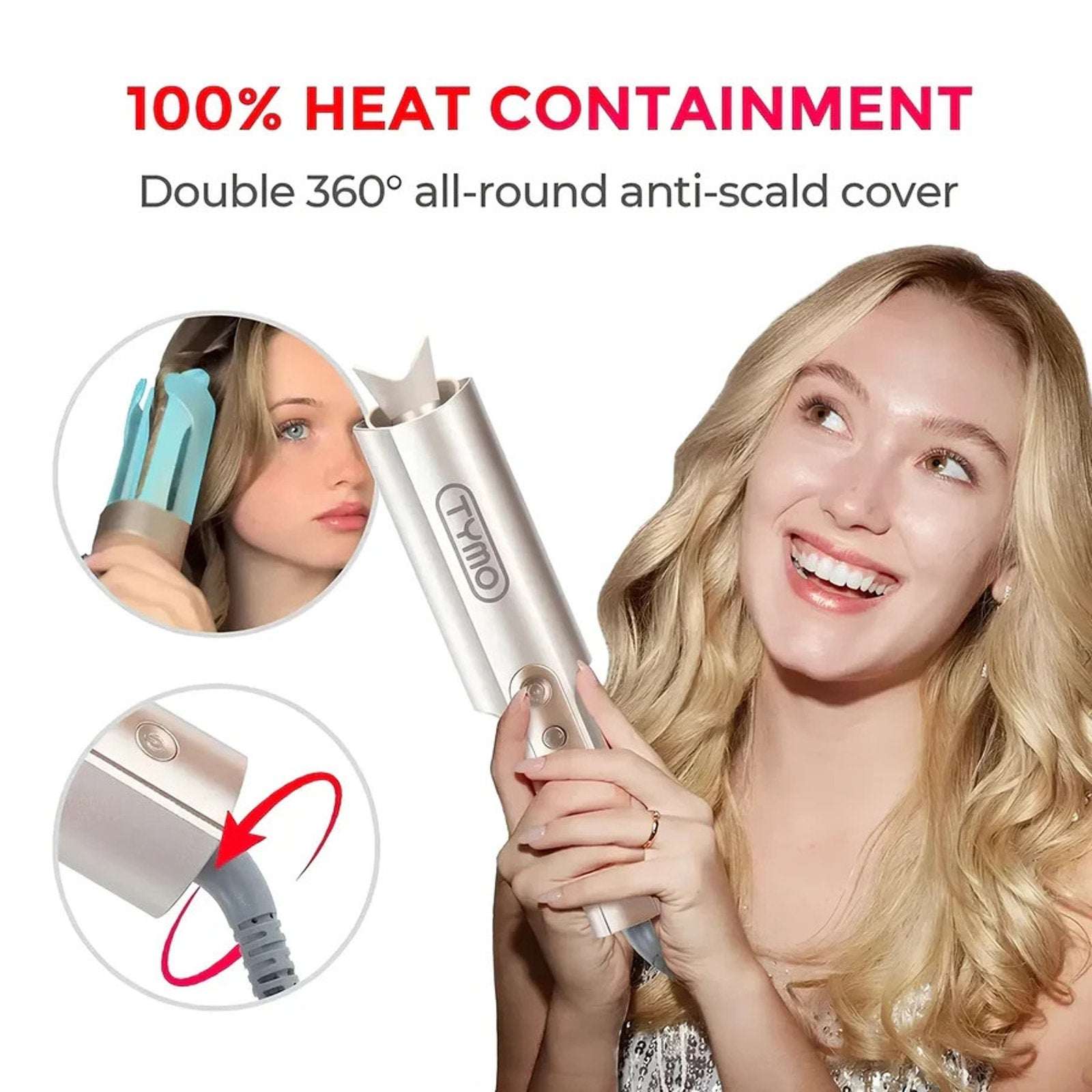 NEW TYMO CurlPro Plus Automatic Rotating Curling Iron Long Barrel 1" Gold Sealed