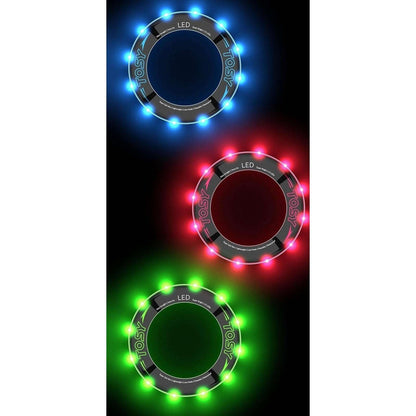 TOSY LED Flying Ring 3 Pack Red + Blue + Green Waterproof Floats Glows Auto-Off