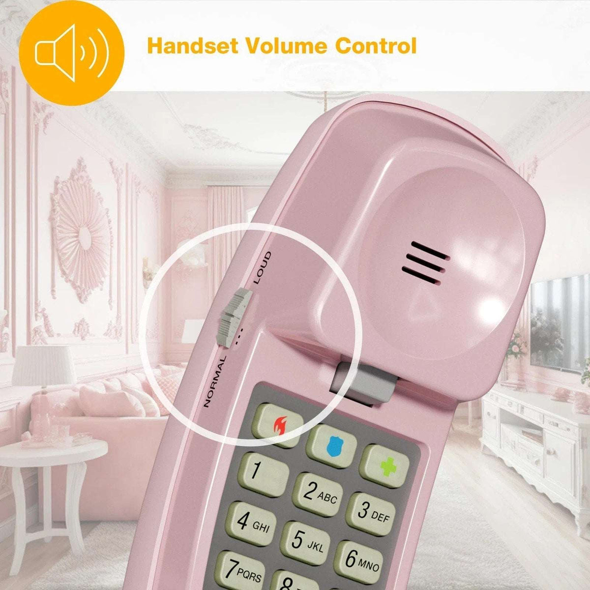 AT&T TRIMLINE 210 Retro Corded Home Phone, No AC Power Required, Pink