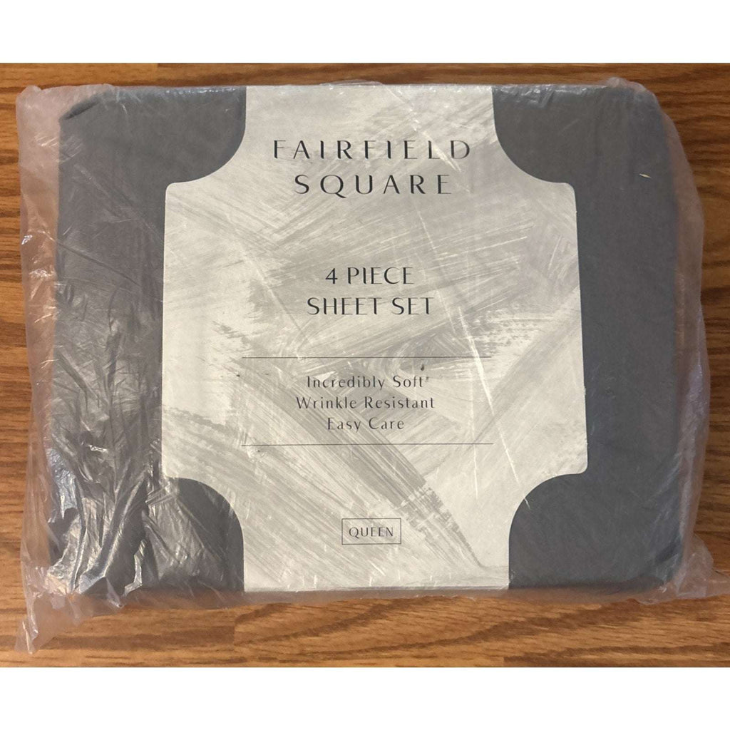 FAIRFIELD SQUARE ULTRA SOFT Wrinkle Resistant 4PC Sheet Set Dark Gray QUEEN