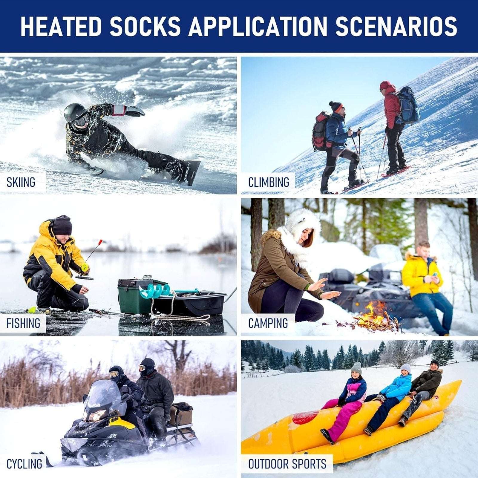 Electric Heated Christmas Socks w/ Rechargeable 5000mAh Battery & 4 Temp Levels