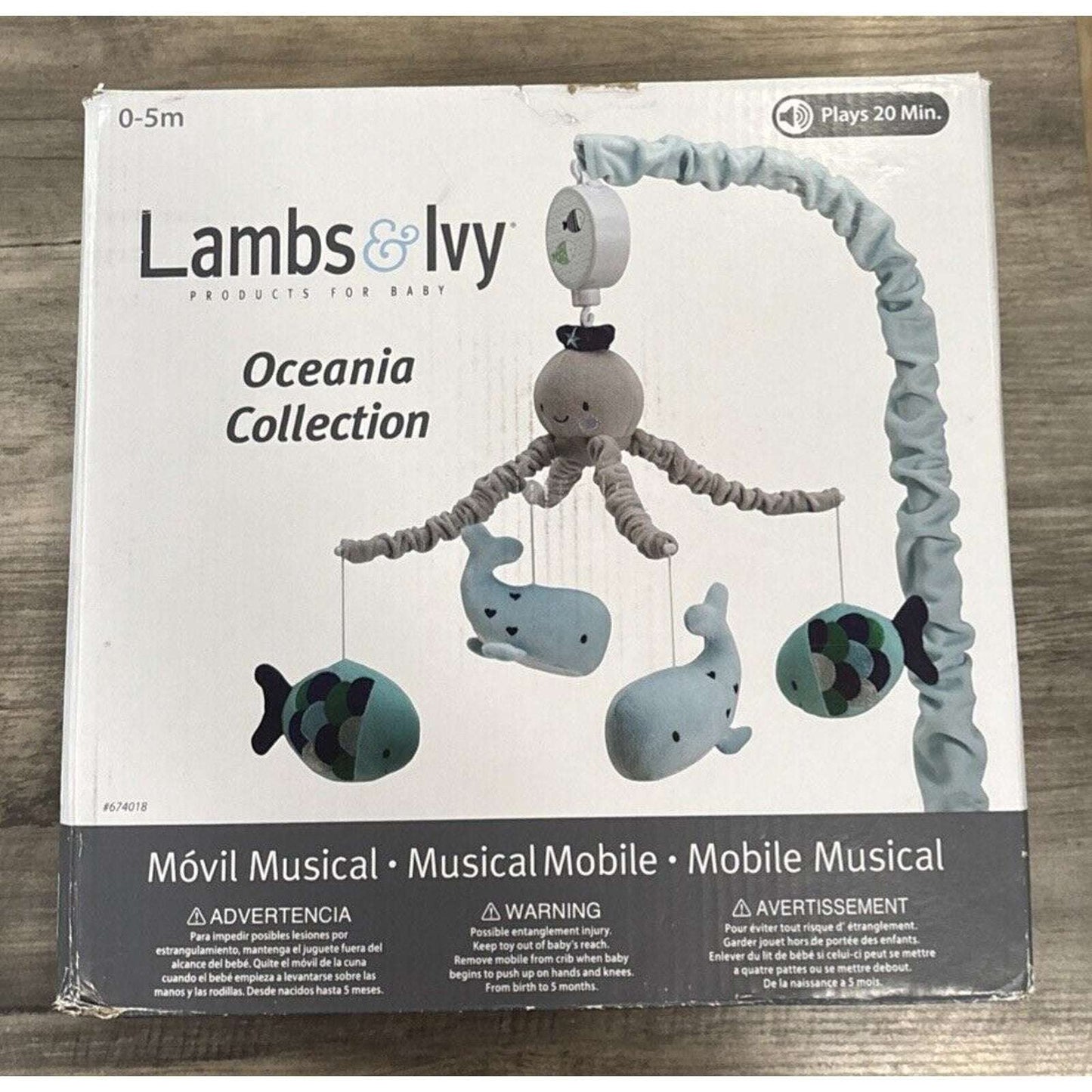 Lambs & Ivy Products Oceania Baby Musical Nursery Crib Mobile Blue Whale Ocean