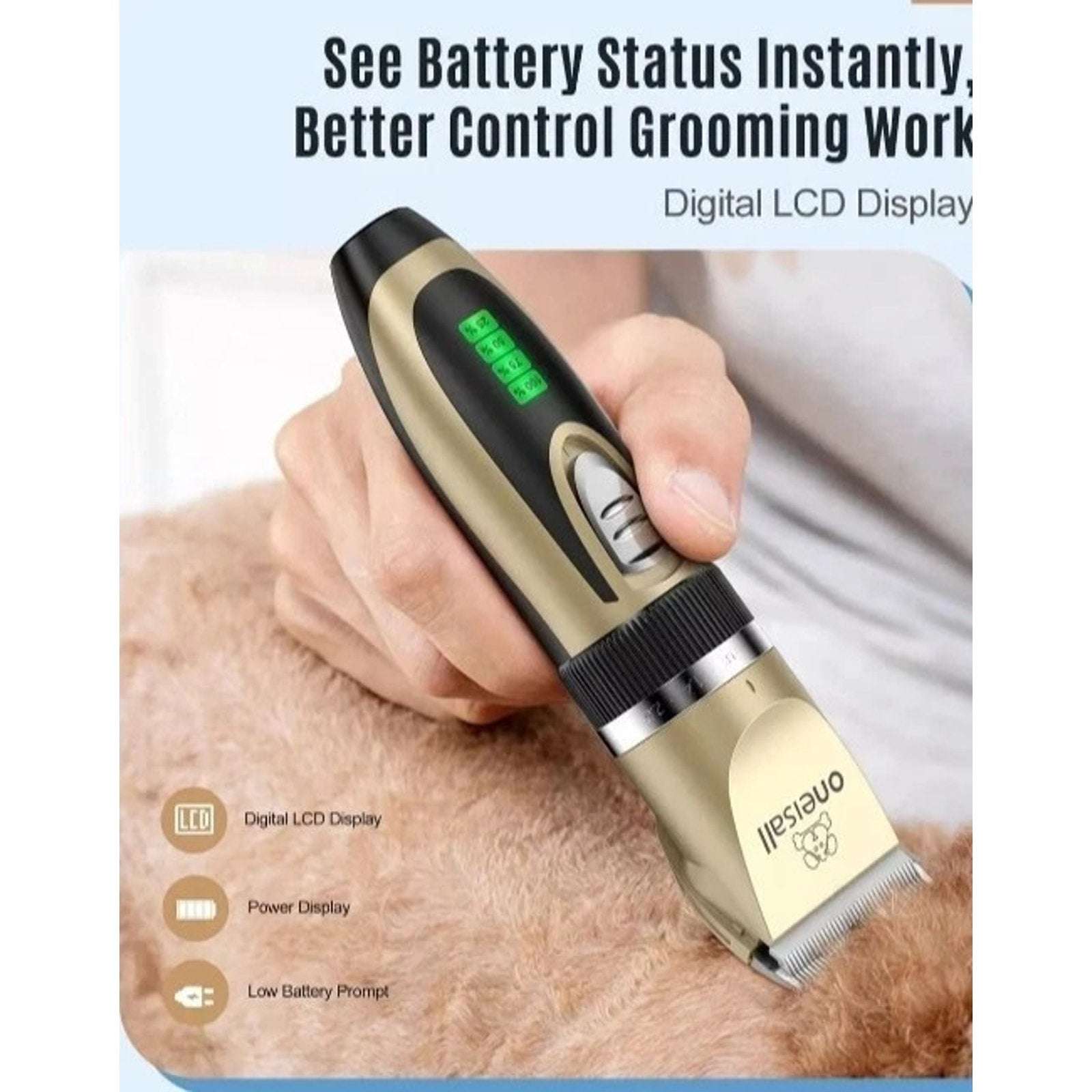 oneisall 2 in 1 Dog Cat Hair Clippers & Paw Trimmer Kit Low Noise Cordless X2+N5