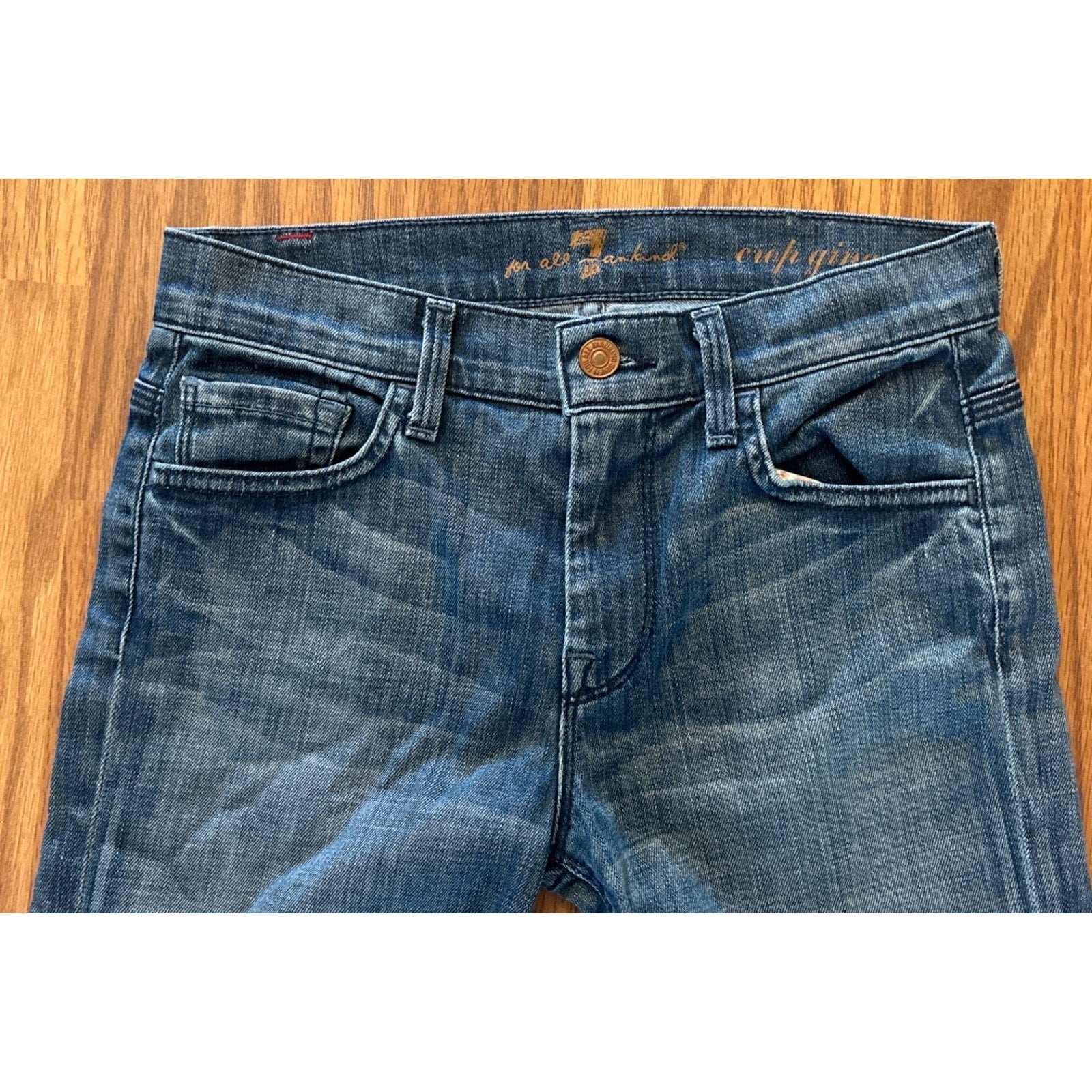 7 FOR ALL MANKIND Ginger Wide Leg Denim Medium Blue Jean Capris Size 25