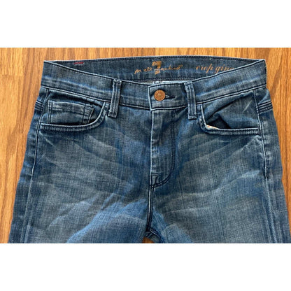 7 FOR ALL MANKIND Ginger Wide Leg Denim Medium Blue Jean Capris Size 25