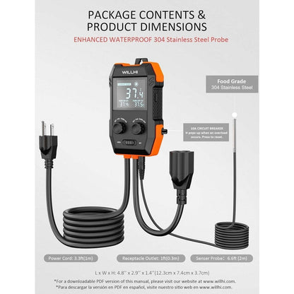 WH2408 Temperature Controller 10A 1200W Digital Thermostat Outlet Plug-In Switch