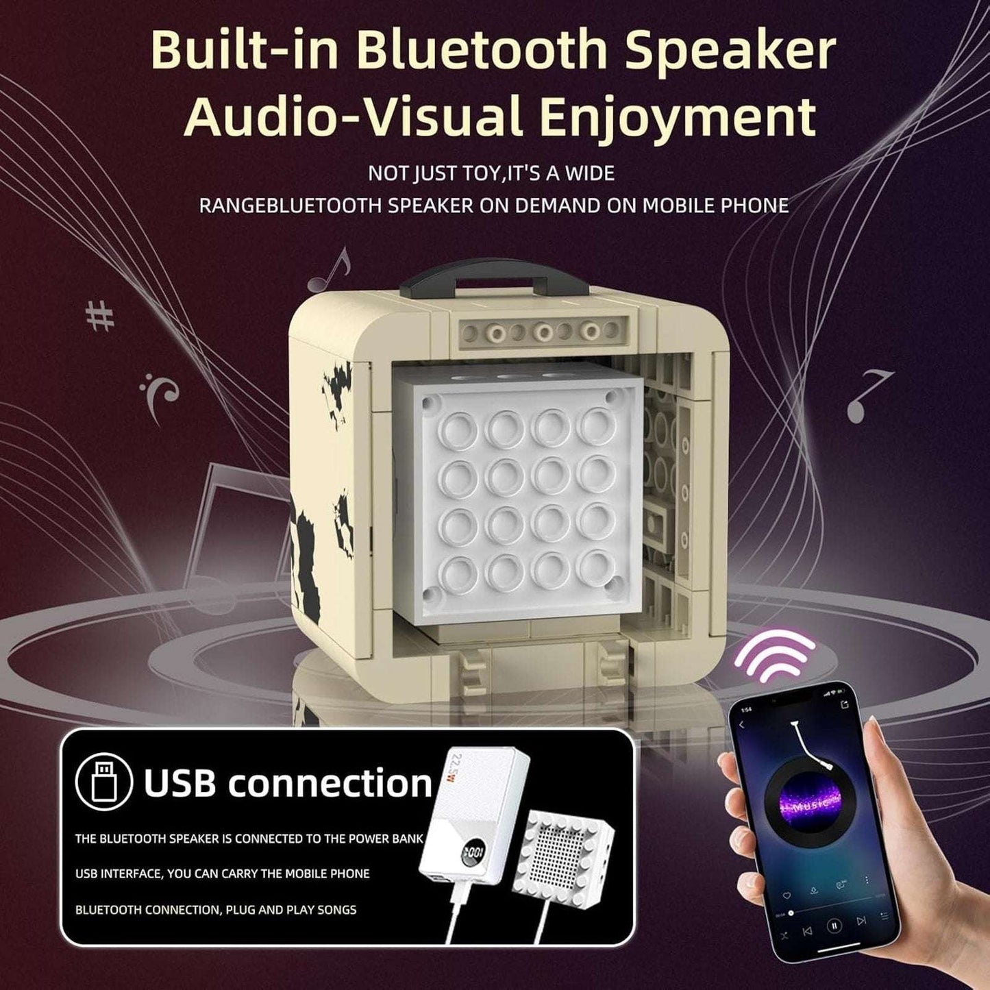 Electric Guitar Building Block Set w/ Reverb Amp Bluetooth Speaker -Music Lovers