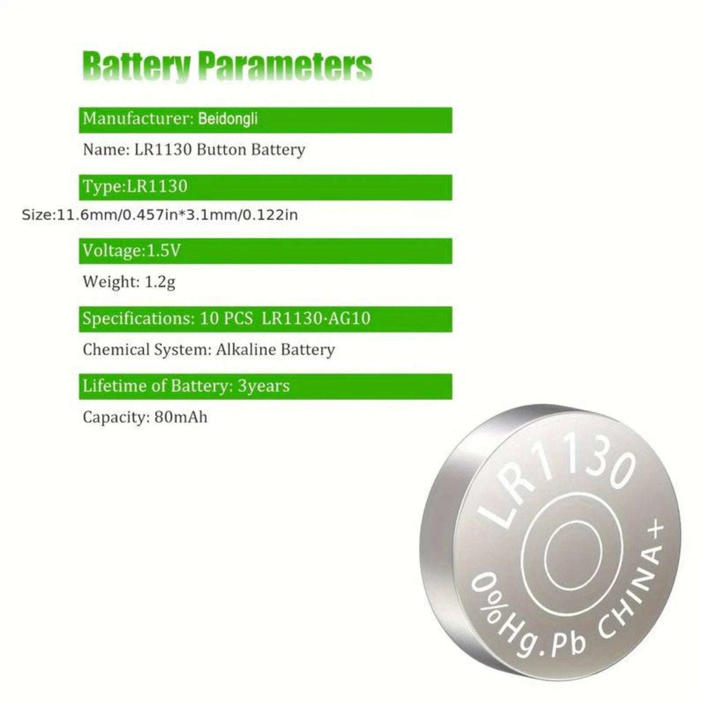 40 PCS AG10 LR1130 Cell Coin 1.5V LR54/SR1130/189/389 Alkaline Button Battery