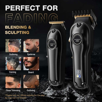 Suprent PRO THE BLACK DEVIL Hair Clipper & Detail Trimmer Kit HC596BX NEW