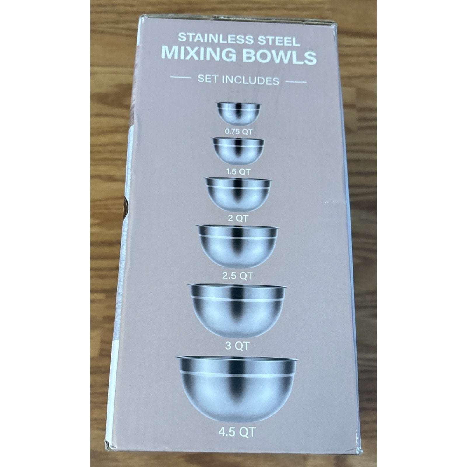 6Pc Mixing Bowl/Airtight Lids Set Stainless Steel Nesting Bowls Prep Bake Serve