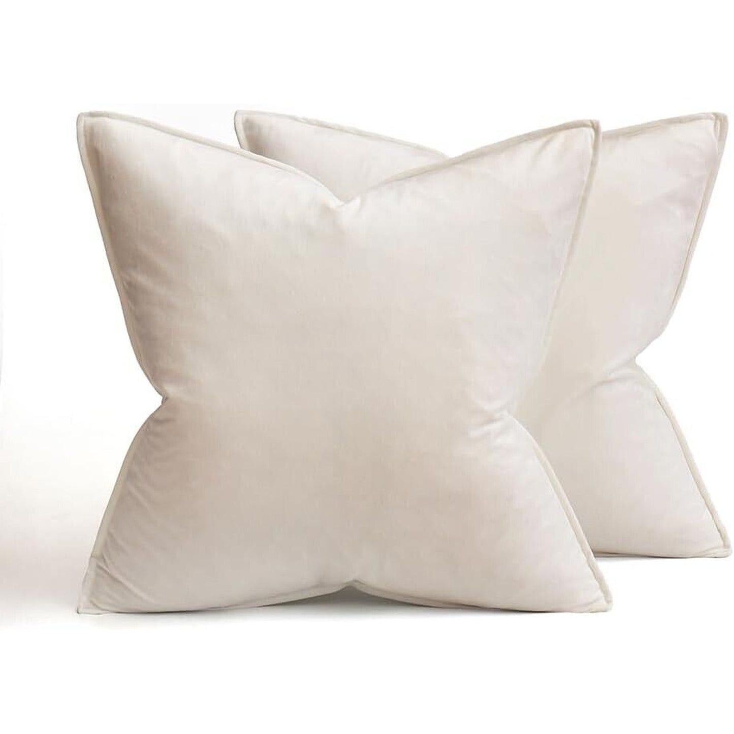 (2) MIULEE Velvet Soft Decorative Square Throw Pillow Covers Cream White 22x22