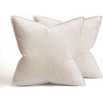 (2) MIULEE Velvet Soft Decorative Square Throw Pillow Covers Cream White 22x22