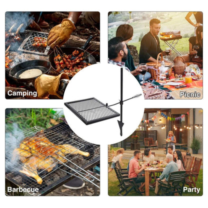 Swivel Campfire Grill Grate, Adjustable Heavy Duty Steel Open Fire 12.6"x16.7"