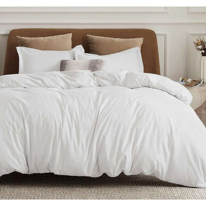 Bedsure Essentials Duvet Cover Set Comforter Cover & 2 Pillow Cases White Queen