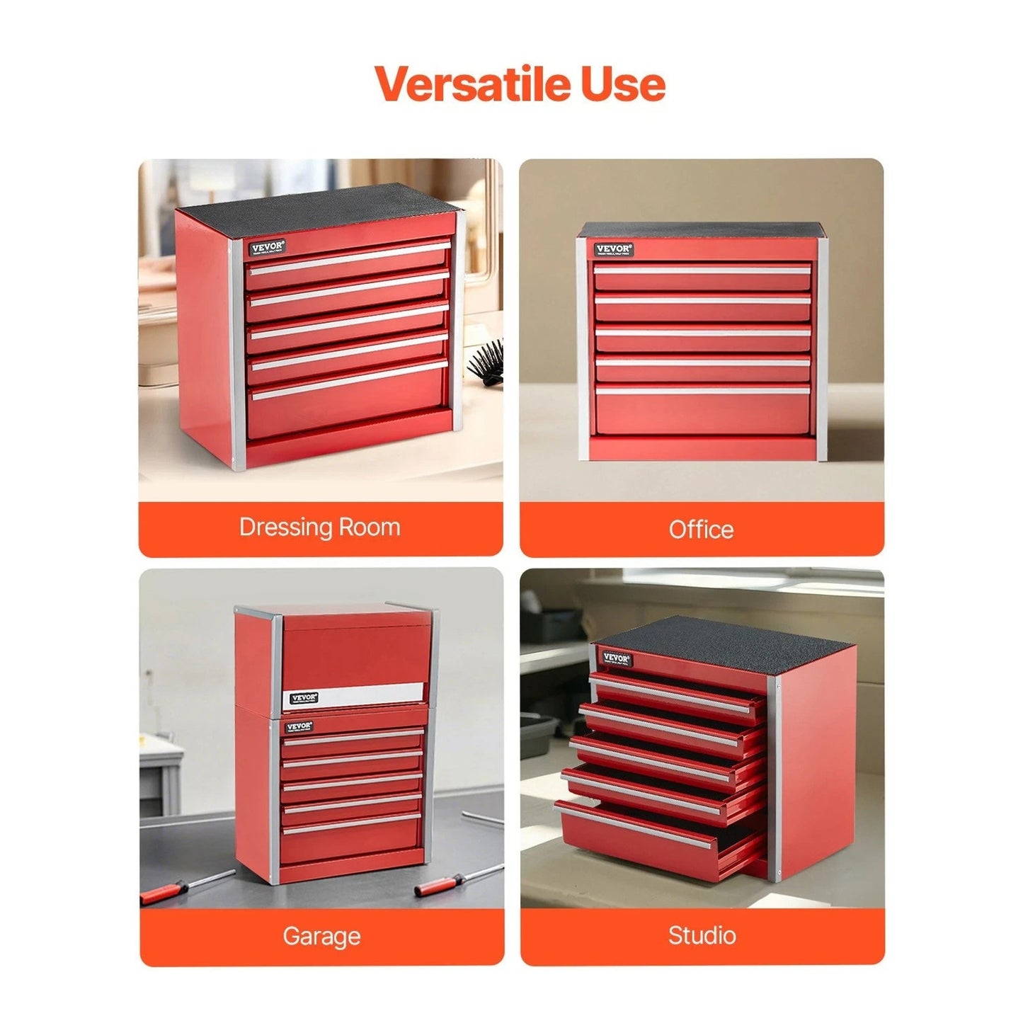 VEVOR Portable Metal Steel Tool Box 8.6" 5 Drawers Organizer for Garage Workshop