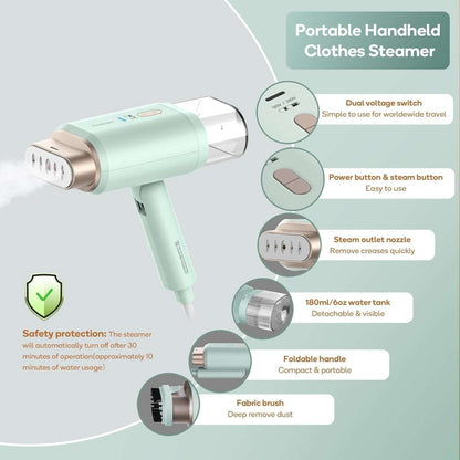 Newbealer Handheld 120V/220V Dual Voltage Foldable Clothes Garment Steamer Press