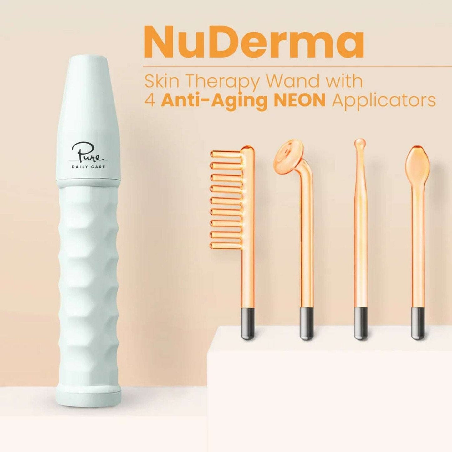 Pure Nuderma Daily Care Skin Therapy Machine with 4 Neon Wands for Skin & Hair