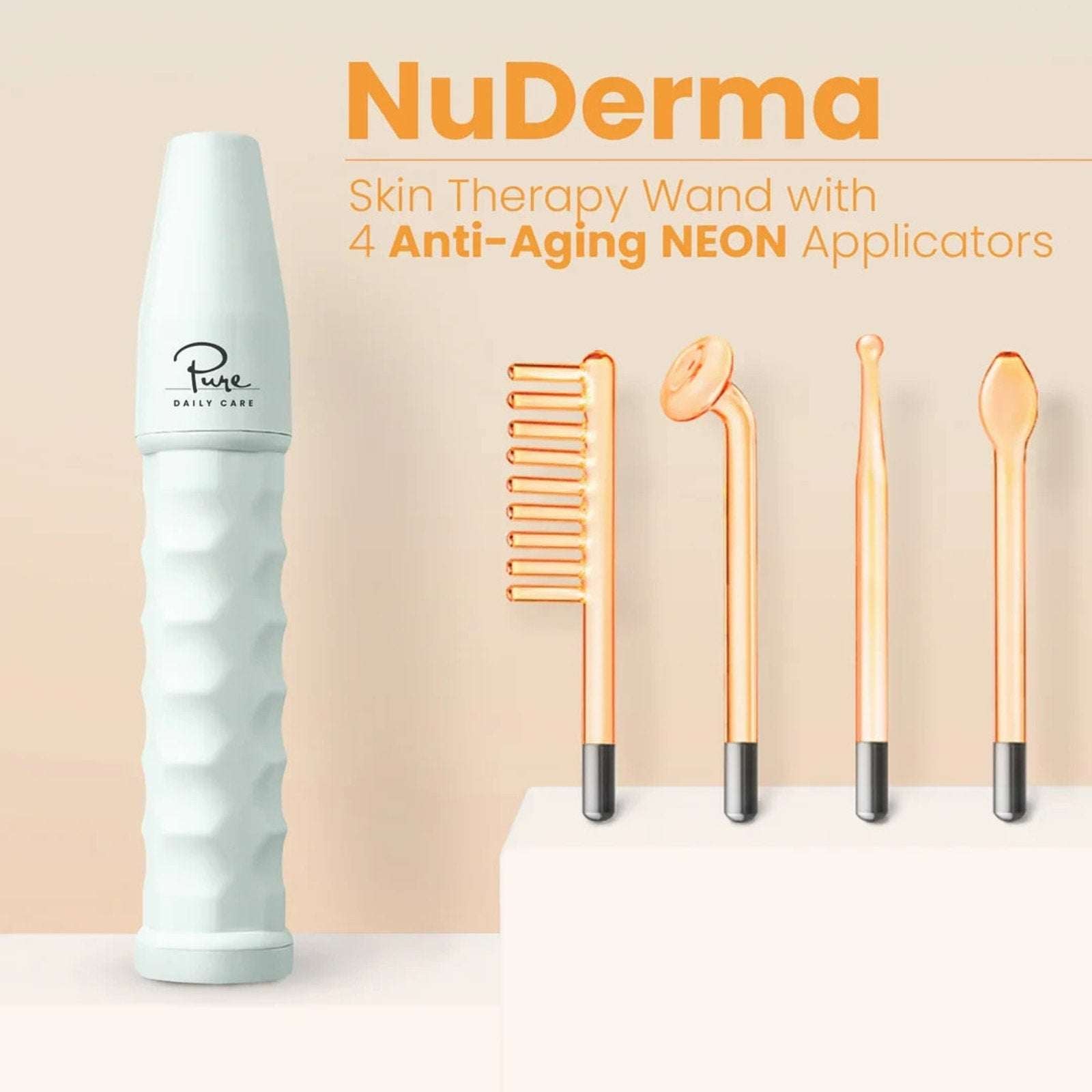 Pure Nuderma Daily Care Skin Therapy Machine with 4 Neon Wands for Skin & Hair
