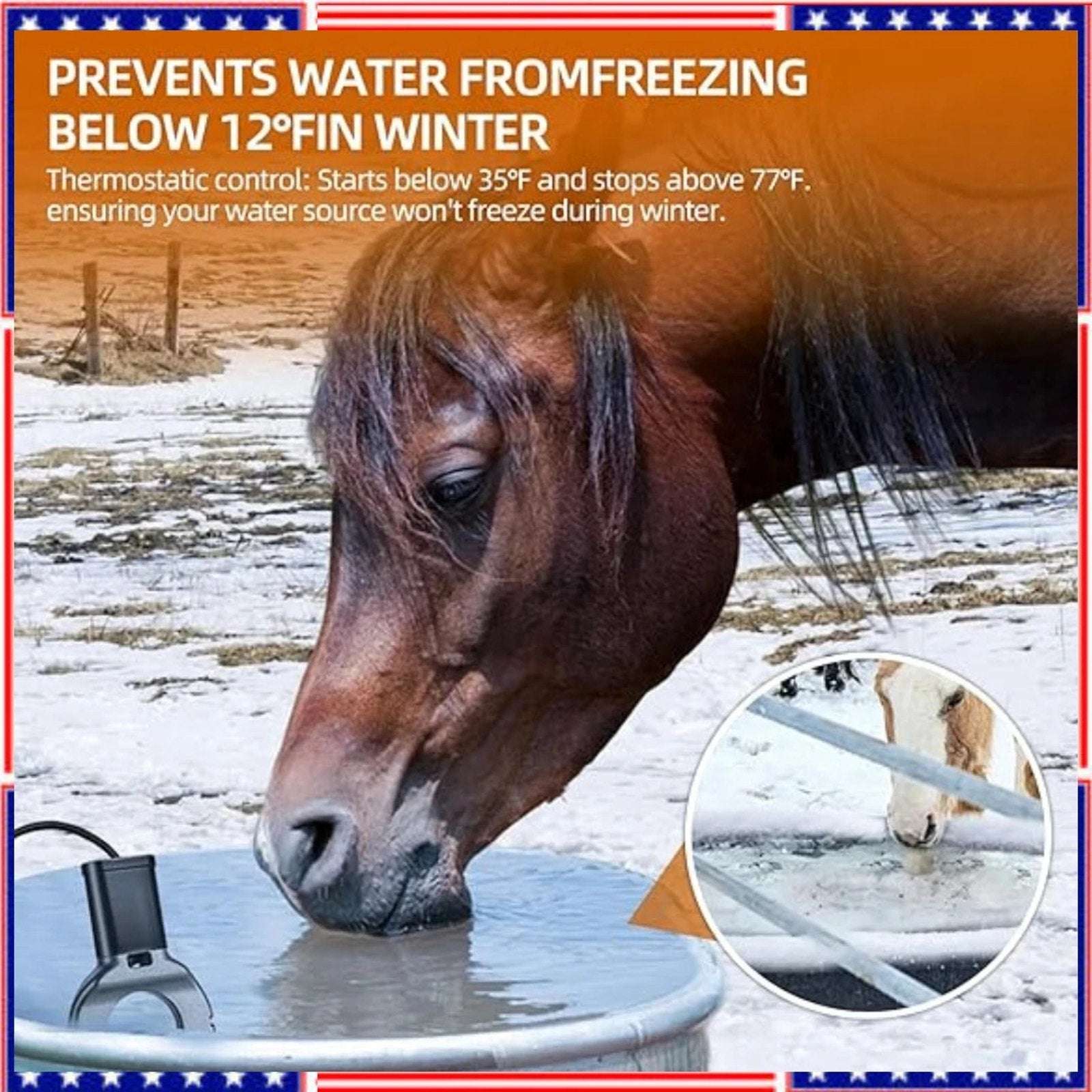 500W Utility De-Icer Submergible Chicken Water Heater for Farm Livestock Cast