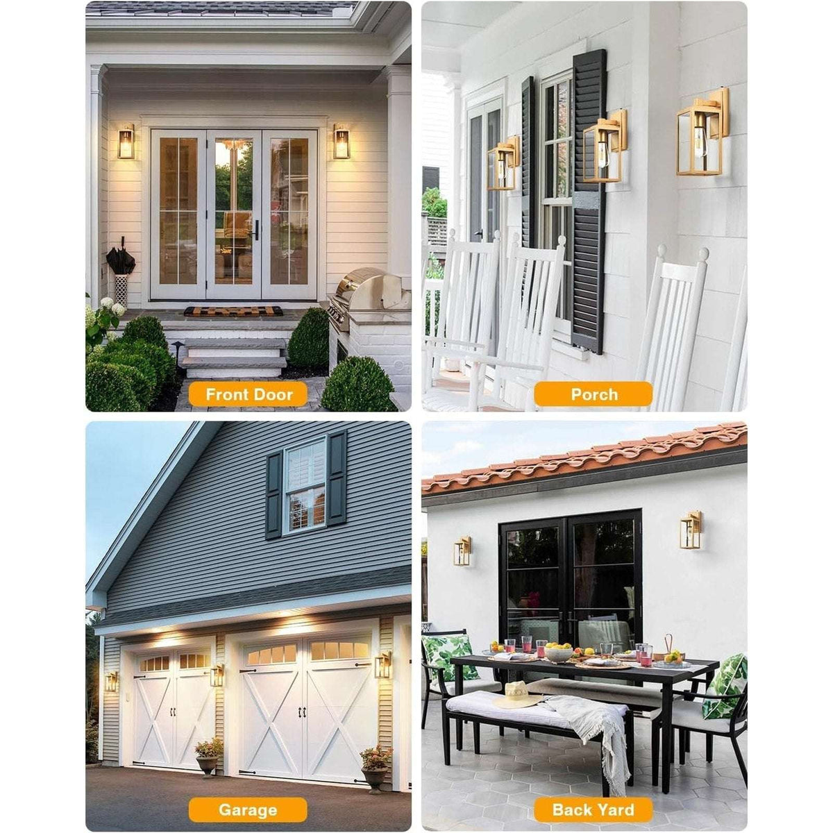 VIANIS Gold Outdoor DUSK TO DAWN Wall Porch Sconce Light Weatherproof Anti-Rust