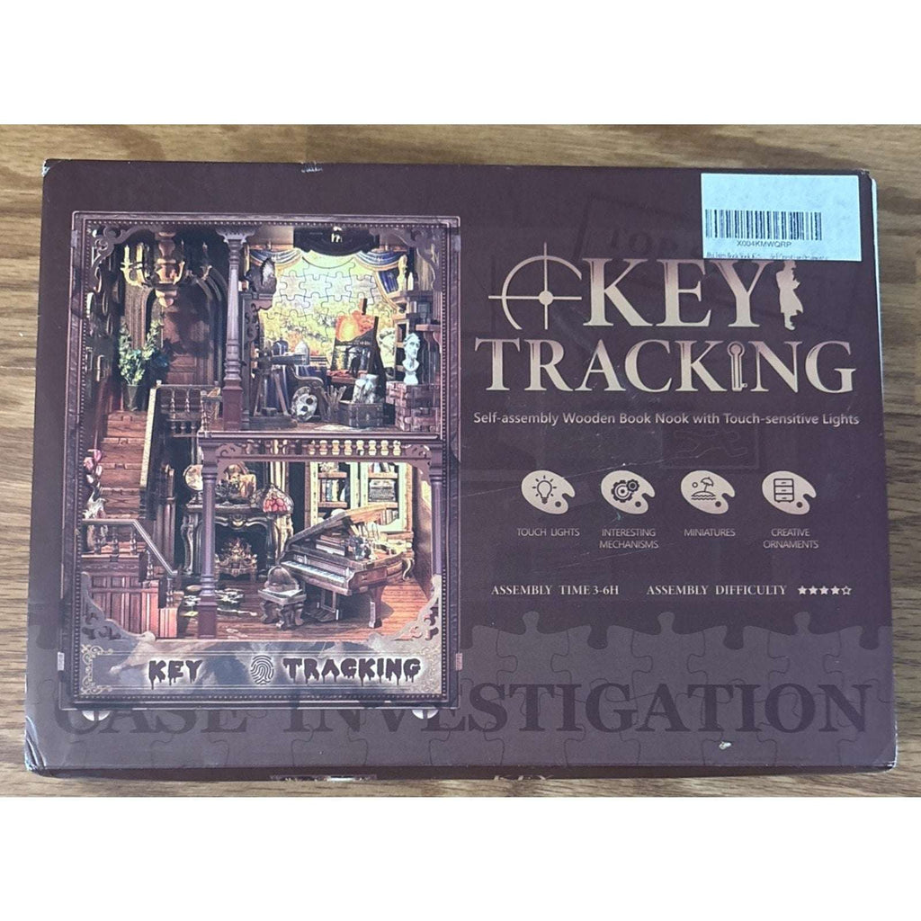 DIY Miniature Book Nook Key Tracking Escape Room Kit - 3D Puzzle with LED Lights