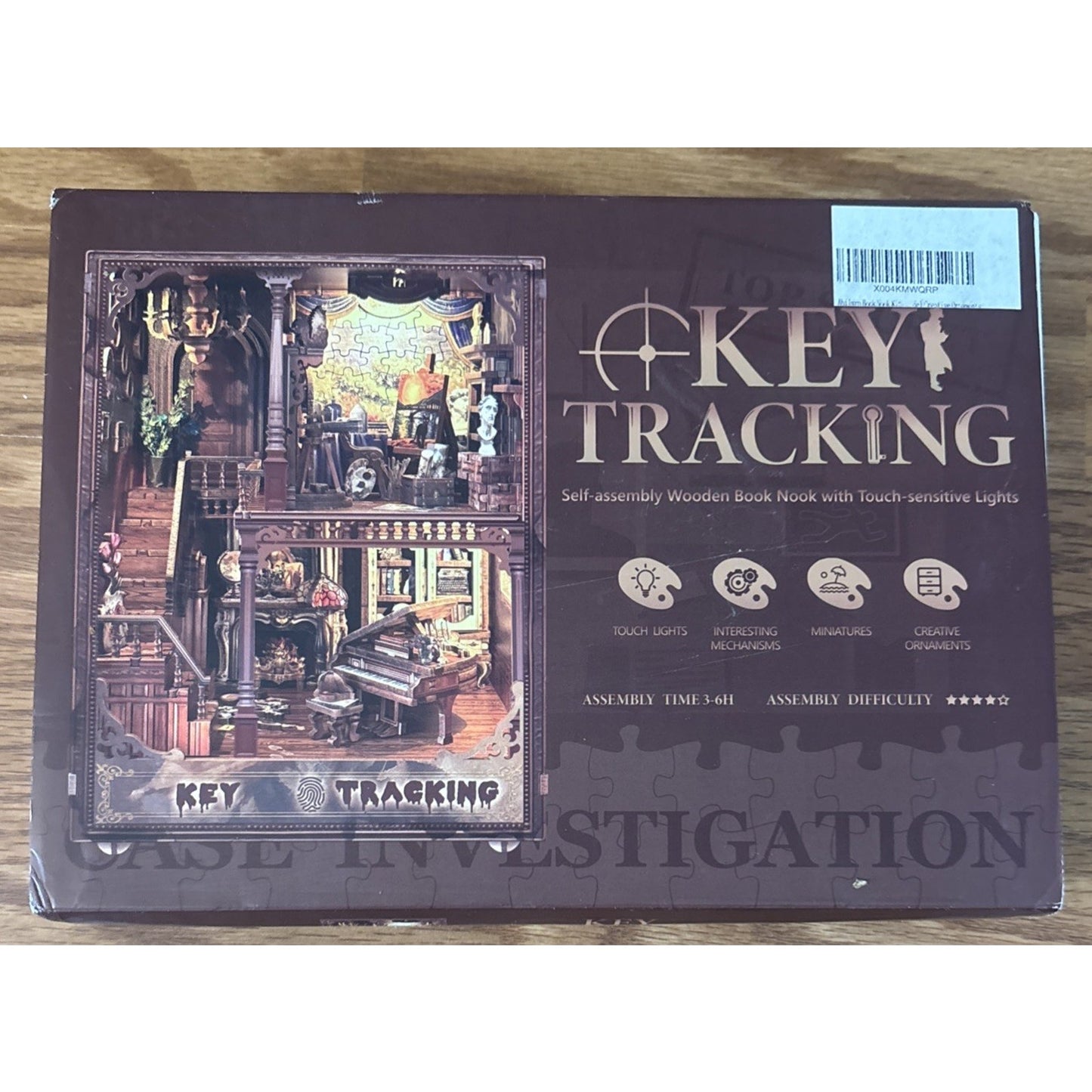DIY Miniature Book Nook Key Tracking Escape Room Kit - 3D Puzzle with LED Lights