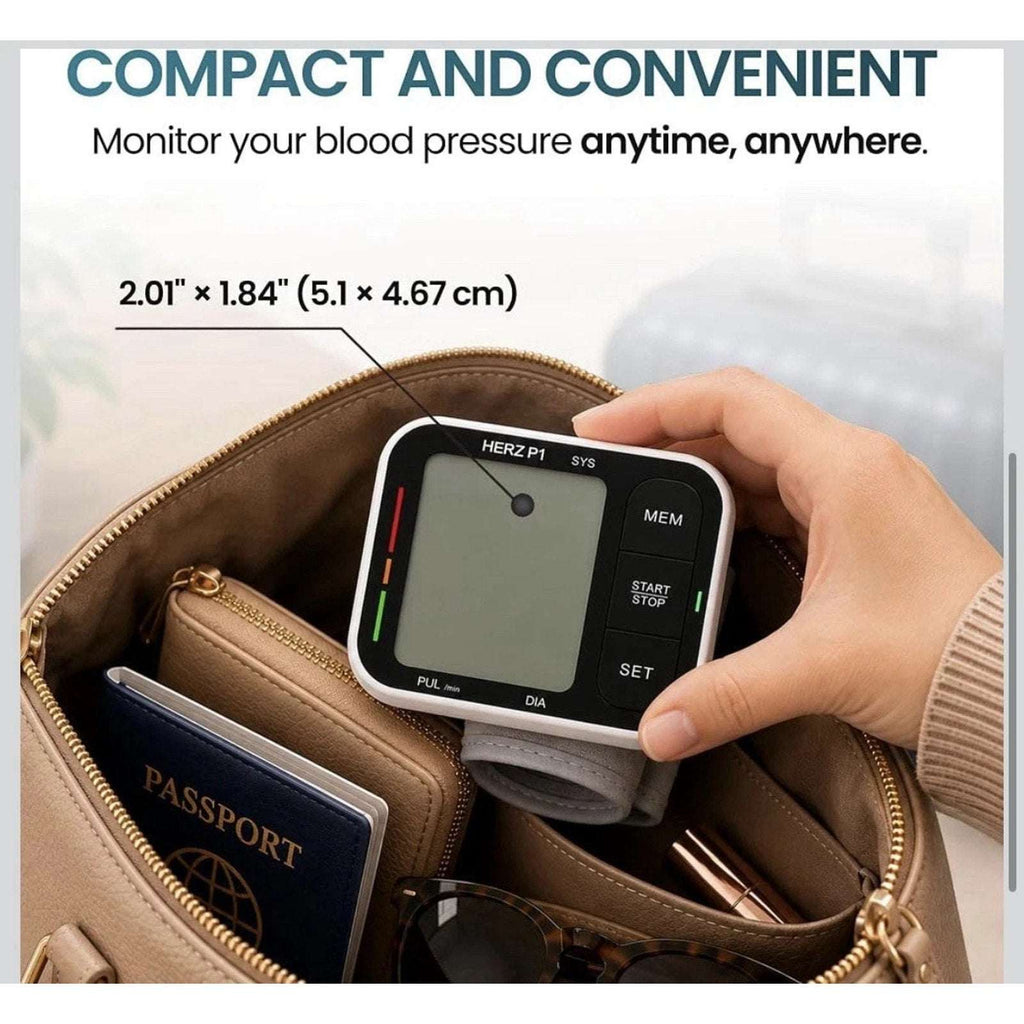 HERZ P1 Smart BPM Wireless Wrist Blood Pressure Monitor LCD, Dual User FC-BP201
