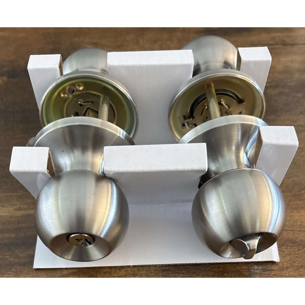 2Pk BESTTEN Keyed Entry Door Knob w/ Lock Satin Nickel Round Interior & Exterior