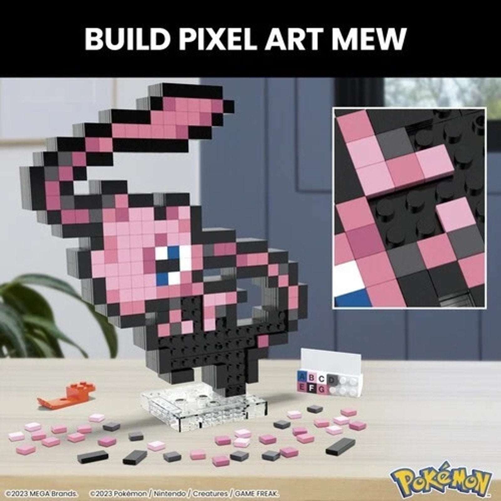 MEGA BLOKS Pokemon Mew Pixel Art 434 Piece Building Toy Set HWR80 - Retired 2025
