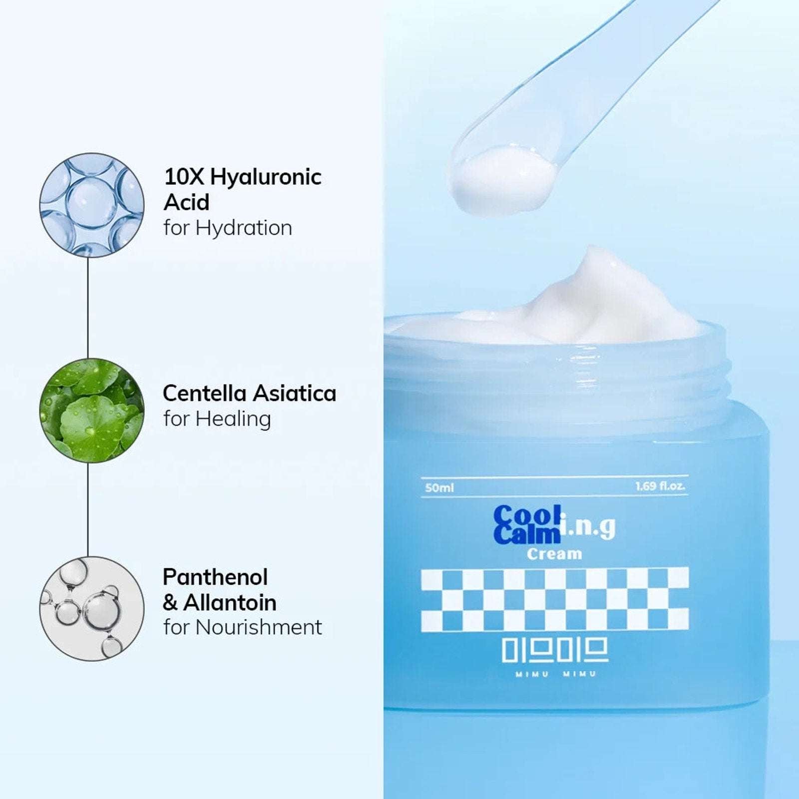 3-Pack MIMU MIMU Cooling Calming Moisturizer 10x Hyaluronic Acid Tighten Smooth